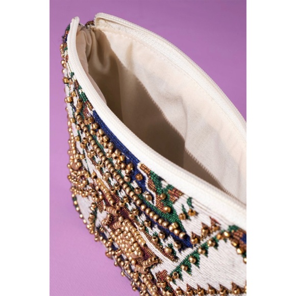 Handmade Cairo Western Boho Ethnic Pattern Beaded Jacquard Wristlet Clutch - Picture 3 of 7